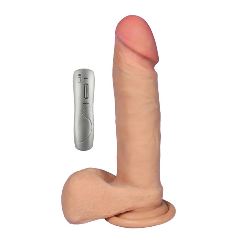 Dildo z wibracjami pilot cyberskóra cielisty 20 cm